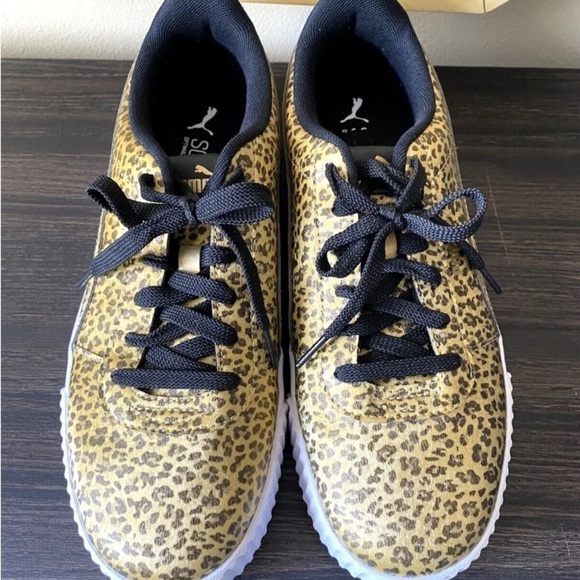 Womens Puma Size 11 Platform Sneakers Animal Leopard Print Carina Shoes Comfort - Picture 2 of 6
